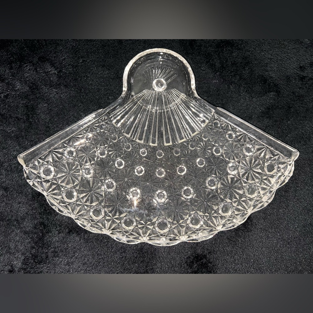 Vintage Anchor Hocking Fan Shaped Snack Plates Set of 3, Daisy and Button Design